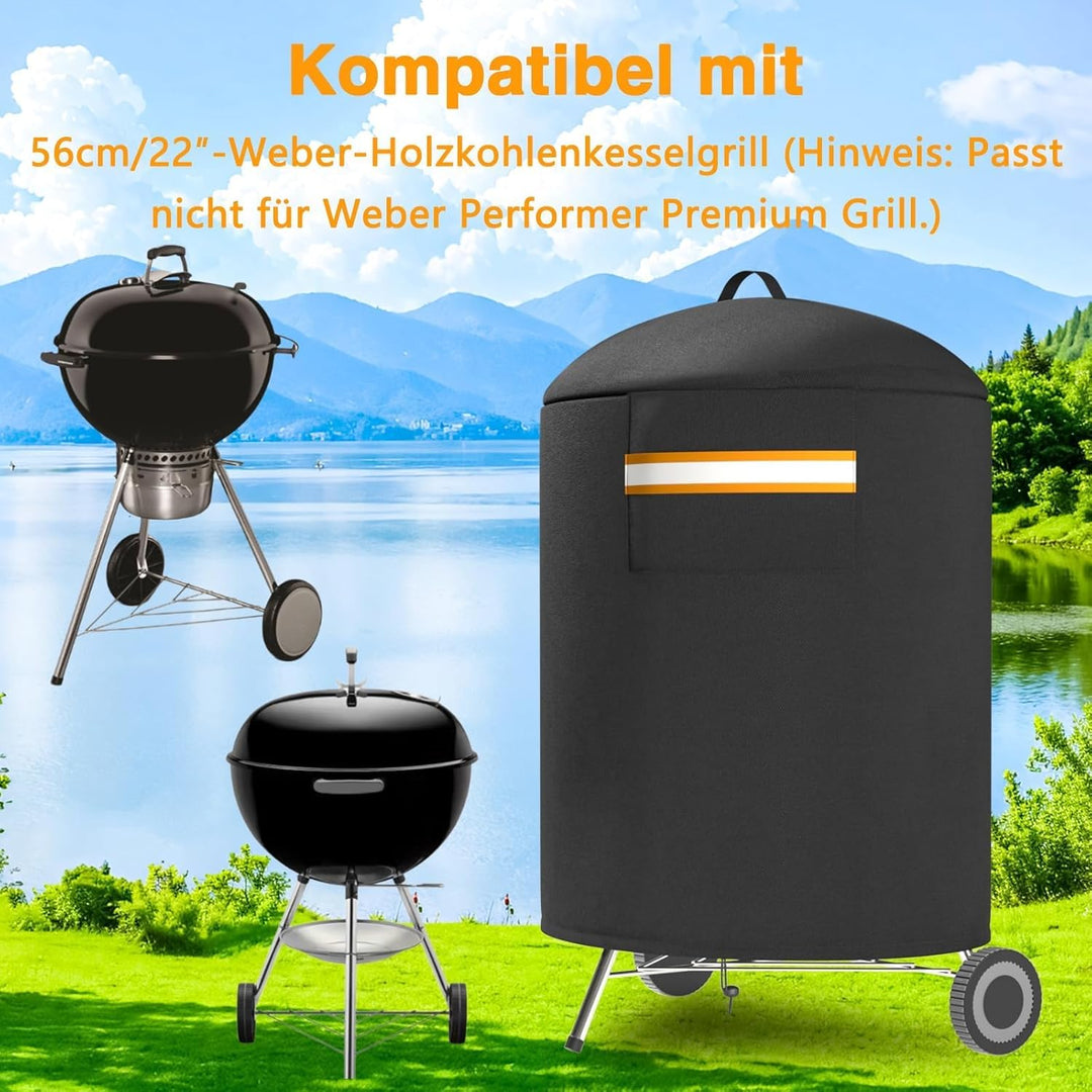 EVRBUL Robuste 420D Grill-BBQ-Abdeckung, Runde Raucher-Schutzhülle mit tragbarem Griff und Lüftung –