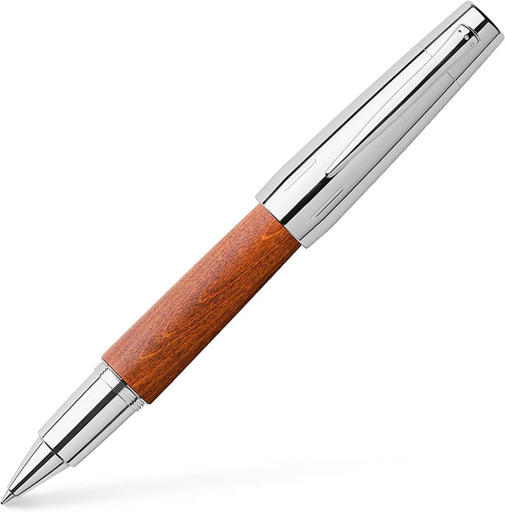 Faber-Castell 148205 - Tintenroller e-motion Holz, braun, Strichstärke 0,5 mm, Mine schwarz, inkl. G