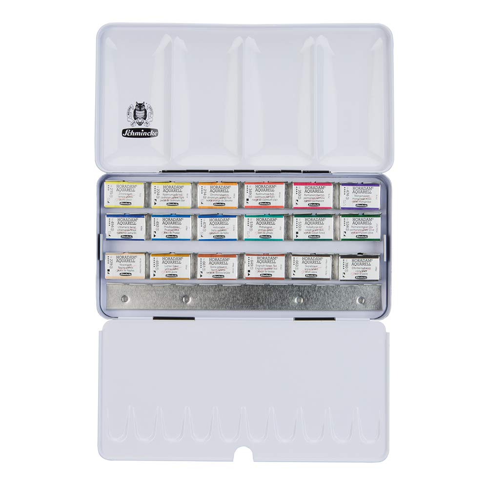 Schmincke – HORADAM AQUARELL Farbkasten mit 18 feinsten Aquarellfarben, 74318097, Metallkasten, Mals