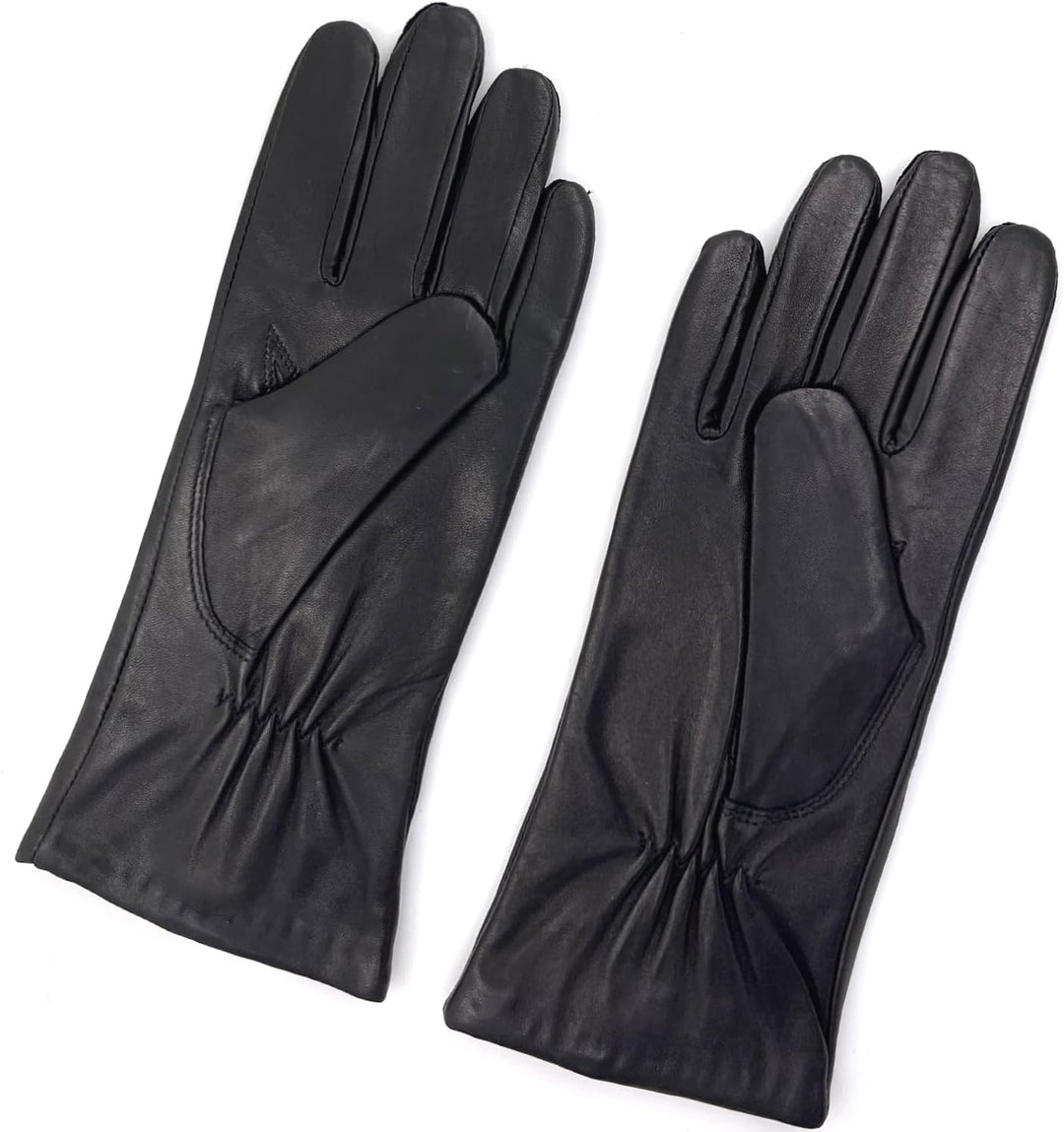 ZLUXURQ Damen Leder Handschuhe echtes Lammleder und mit Kaschmir Wolle gefütterte warme Winter Hands