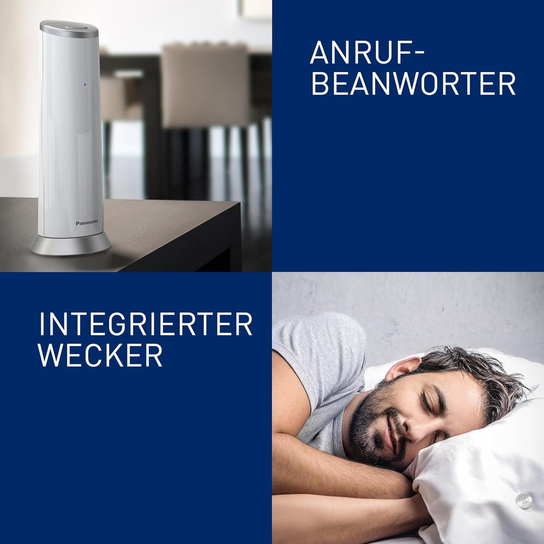 Panasonic KX-TGK220GW Design-Telefon mit Anrufbeantworter (Wecker, Haustelefon (schnurlos), HD-Telef