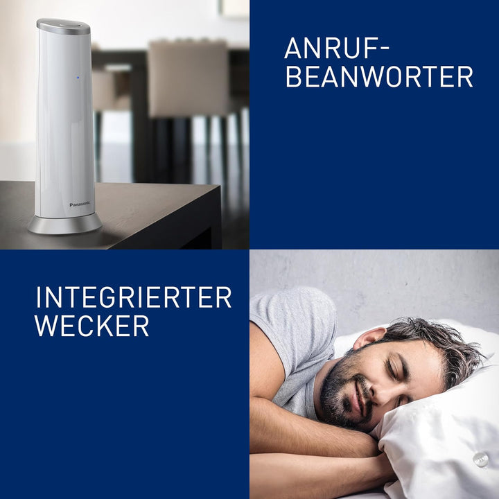 Panasonic KX-TGK220GW Design-Telefon mit Anrufbeantworter (Wecker, Haustelefon (schnurlos), HD-Telef
