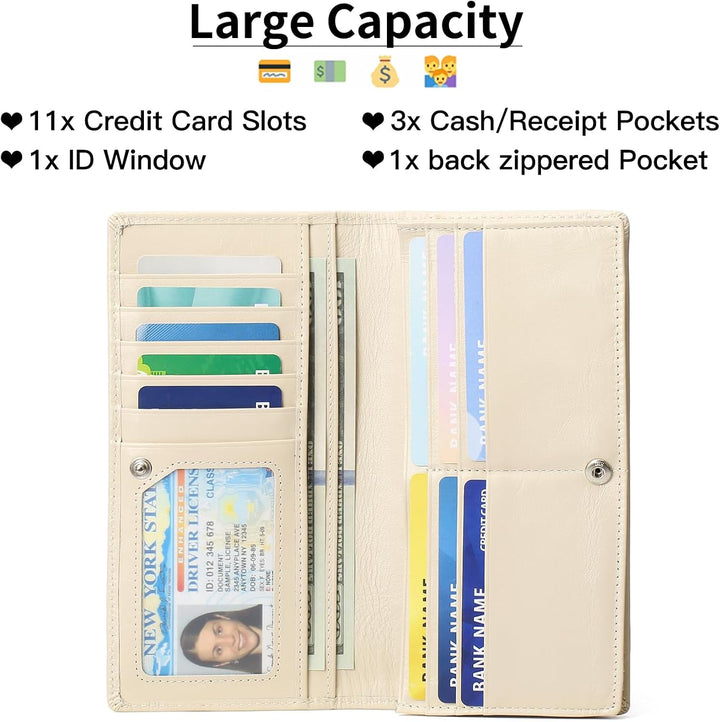 SENDEFN Dünne Geldbörse Damen, Echtes Leder Klein Portemonnaie Damen, RFID Schutz Dünn Clutch für Fr