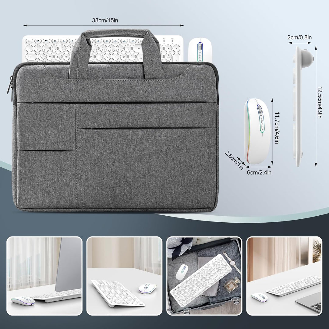 PINKCAT Bluetooth Tastatur Maus Set kabellos, Wiederaufladbare Dualmodus (Bluetooth 5.1+2.4G) Kabell
