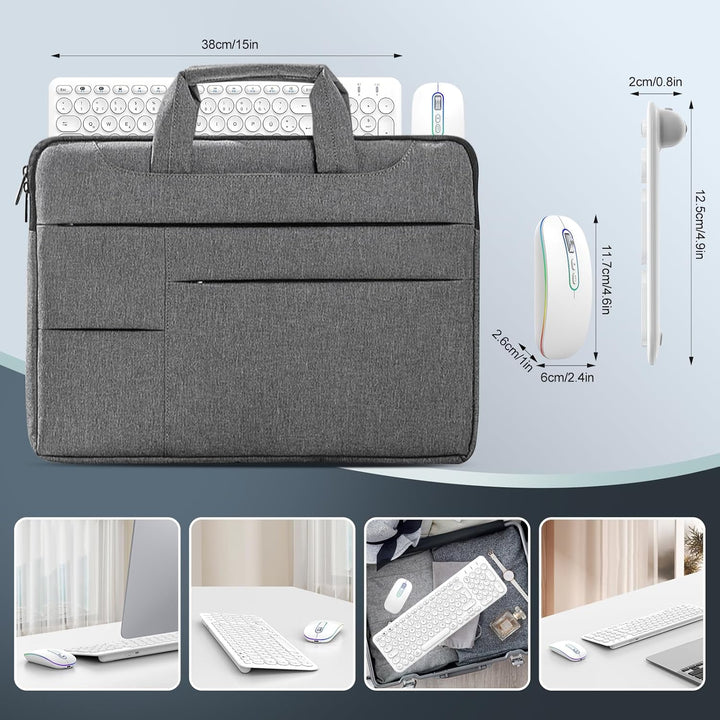 PINKCAT Bluetooth Tastatur Maus Set kabellos, Wiederaufladbare Dualmodus (Bluetooth 5.1+2.4G) Kabell