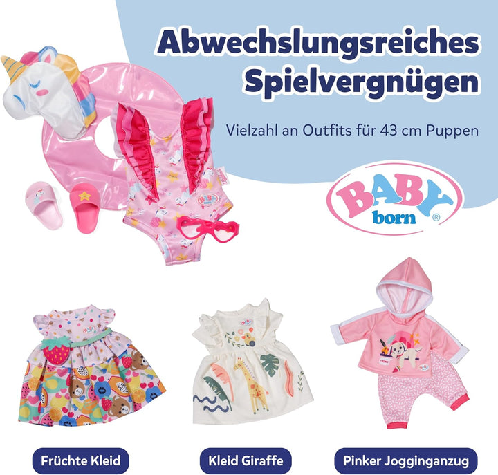 BABY Born Schwimmset Einhorn - Puppenbekleidung für 43cm Puppen inkl. Schwimmreifen, Badeanzug &amp; Son