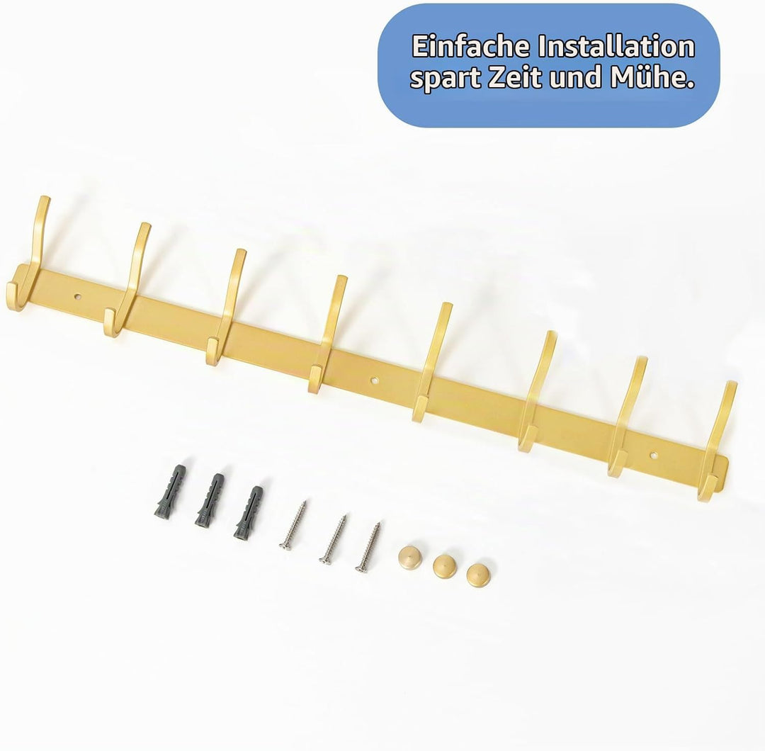 Garderobenhaken Edelstahl, Hakenleiste Kleiderhaken Wand mit 8 Haken, Garderobe Garderobenleiste Wan