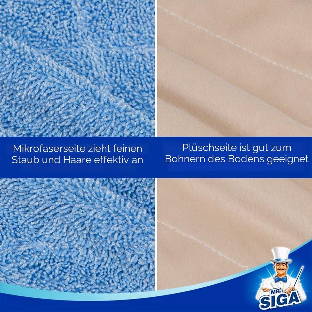 MR.SIGA Mikrofasertücher für Professionelle Wischmop, 3 Wiederverwendbaren Mikrofasertücher Blau, Bl