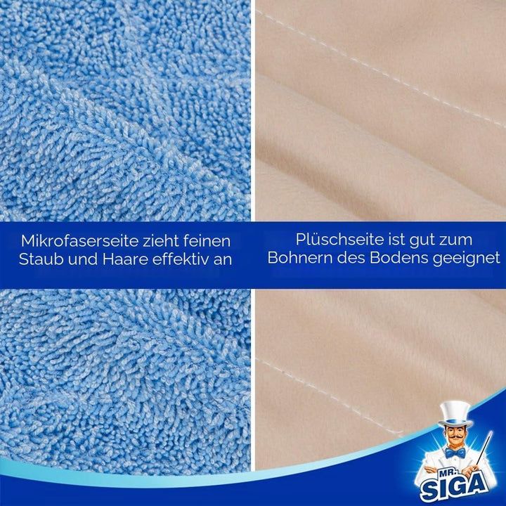 MR.SIGA Mikrofasertücher für Professionelle Wischmop, 3 Wiederverwendbaren Mikrofasertücher Blau, Bl