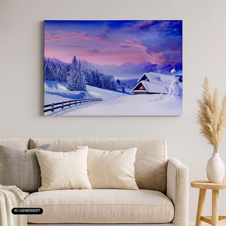 Bilder auf Leinwand Winter Landschaft Frost Schnee Leinwandbild 70x50cm Wandbilder Dekoration Wohnzi