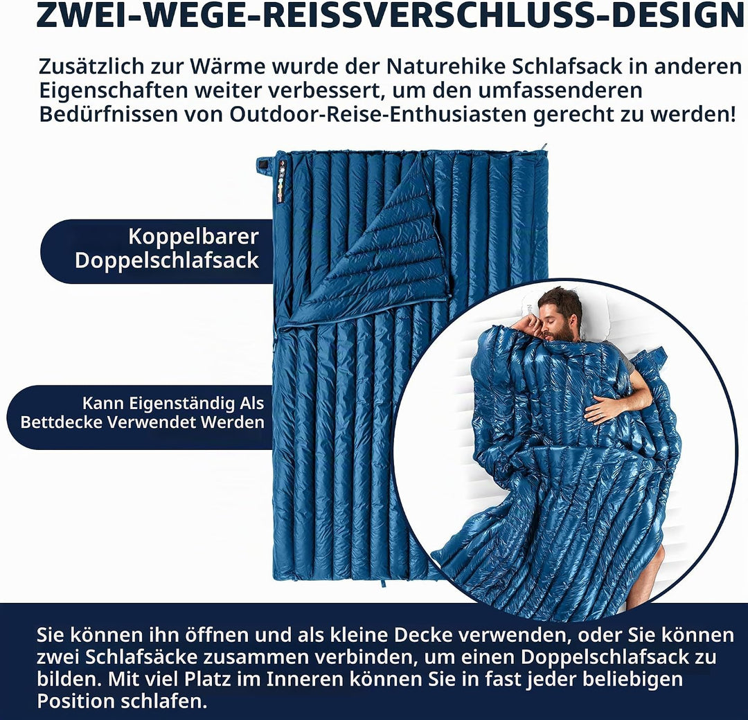 Naturehike Daunenschlafsack Ultraleicht Schlafsack Kompakte Tragbar Umschlag 650 FP 3-4 Jahreszeiten