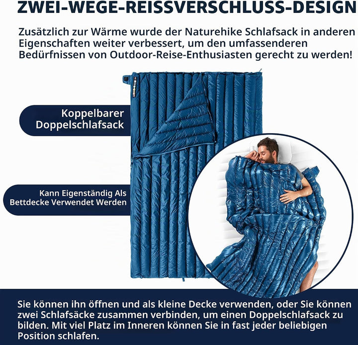 Naturehike Daunenschlafsack Ultraleicht Schlafsack Kompakte Tragbar Umschlag 650 FP 3-4 Jahreszeiten