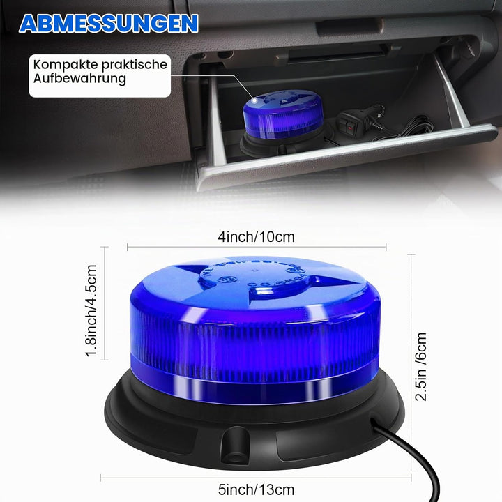 AnTom blaulicht rundumleuchte led 9 Blitzmuster 12V 24V Warnleuchte led magnet mit 3 Meters-Kabel fü