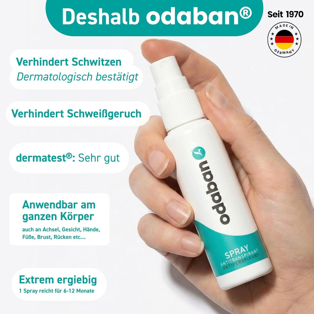 ODABAN Antiperspirant Deodorant Spray 30ml + Fuss- und Schuhpuder 50g
