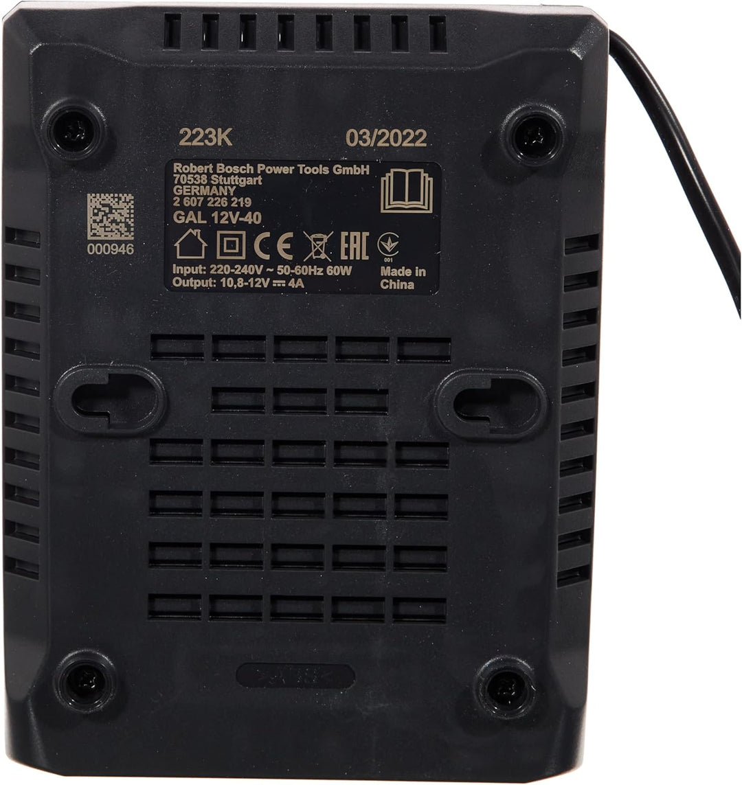 Bosch Professional Singlevolt-Li-Ion-Schnellladegerät GAL 12V-40 (Zubehör für 12 V Li-Ion-Akkus von