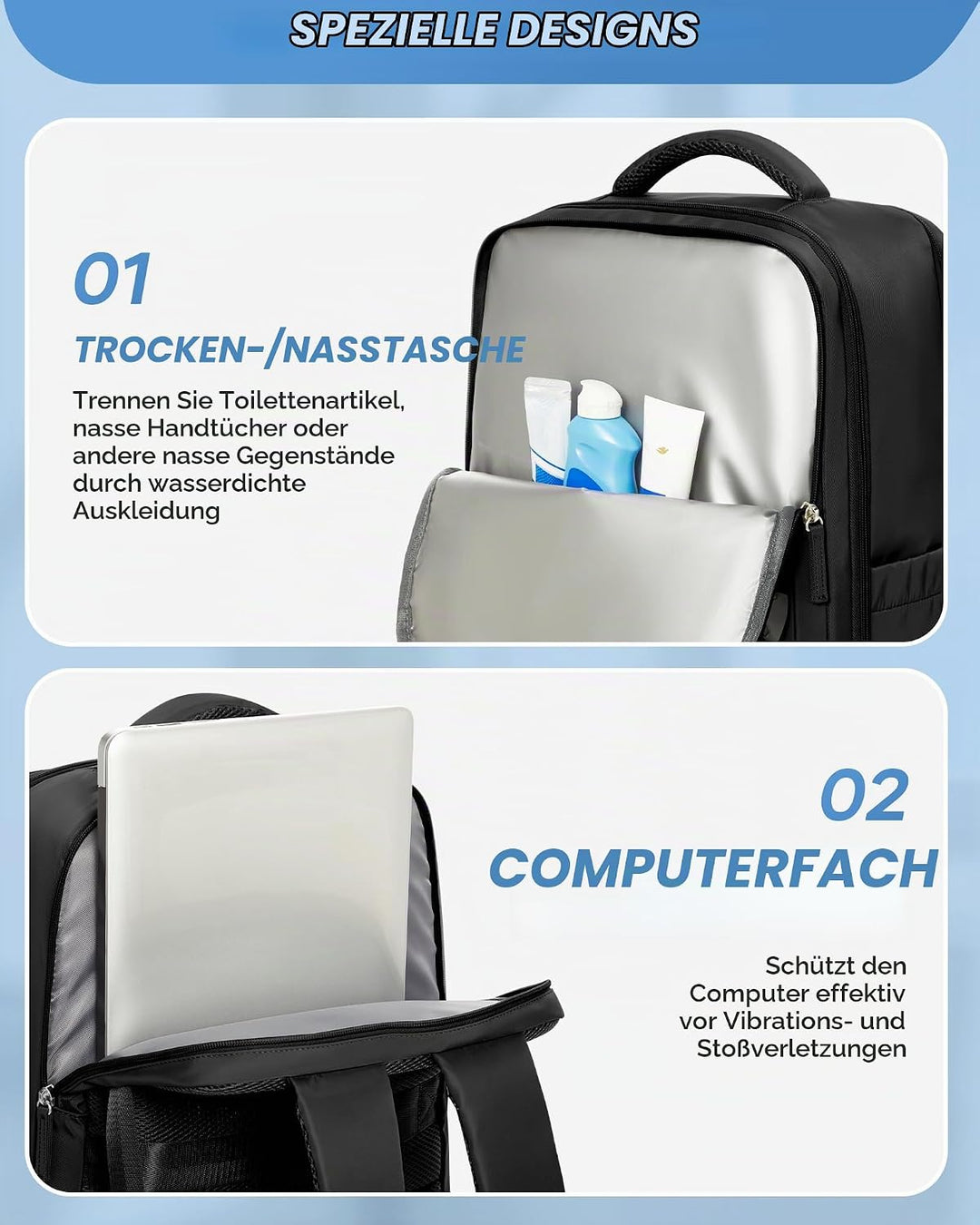 BJLFS Airbag Rucksack Vakuum mit Pumpe Rucksack Ryanair 40x30x20 Expandable Handgepäck Tragbare Komp