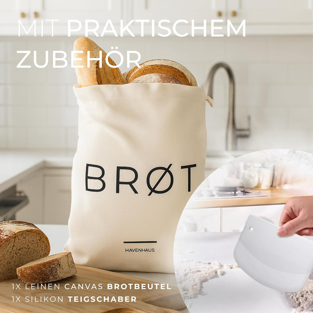 Gärkörbchen oval 25cm | Rattan Gärungskorb für 1kg Teig inkl. praktischem Zubehör | hochwertiger Gär