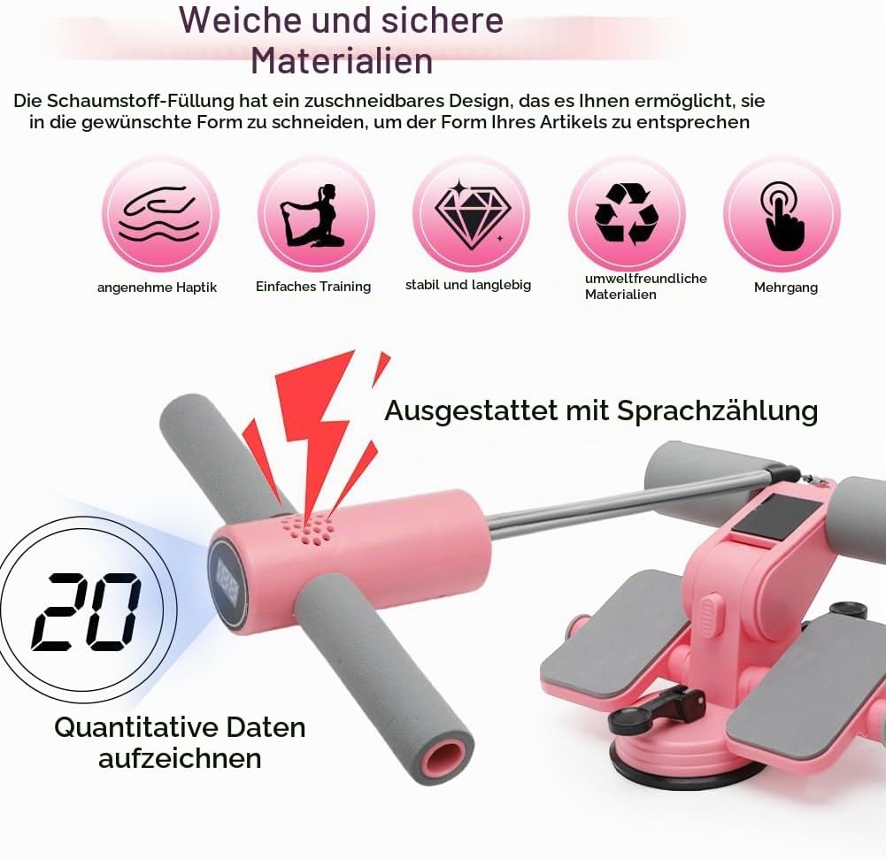 RANJIMA Tragbare Sit Up Bar, Bauchtrainer für Zuhause, Selbstsaugung Sit Up Trainingsgeräte Bodybuil