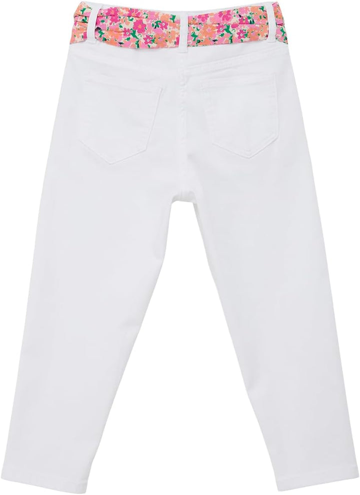 s.Oliver Mädchen Hose mit Bindegürtel, Relaxed Fit, Weiss