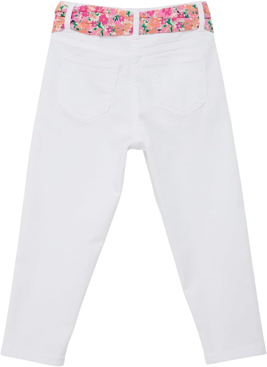 s.Oliver Mädchen Hose mit Bindegürtel, Relaxed Fit 98 Weiss, 98 Weiss