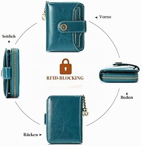 SENDEFN Geldbörse Damen Klein,Geldbeutel Frauen Echtes Leder,mit Münzfach Kleines Zipper Brieftasche
