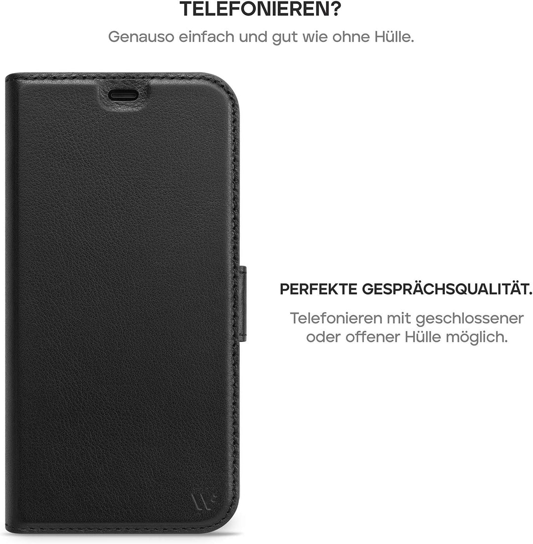 WIIUKA Hülle für iPhone 12 Mini, Lederhülle mit Vier Kartenfächern, extra Dünn, Premium Leder, Handy