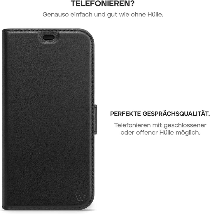 WIIUKA Hülle für iPhone 12 Mini, Lederhülle mit Vier Kartenfächern, extra Dünn, Premium Leder, Handy