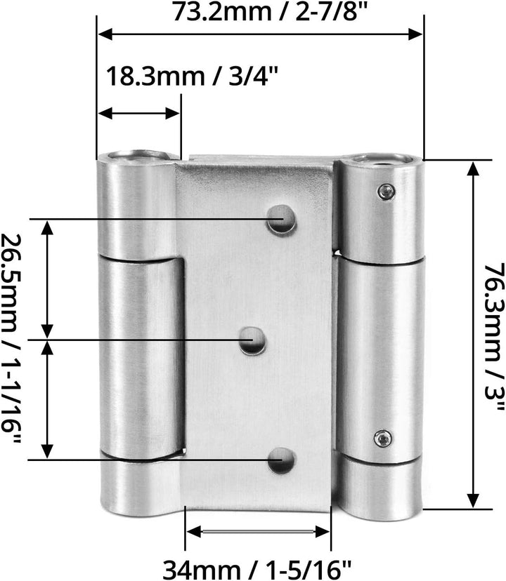 QWORK® Pendeltürband Türscharnier, 304 Edelstahl Scharniere für Pendeltür und Schwingtür für Cafe, S