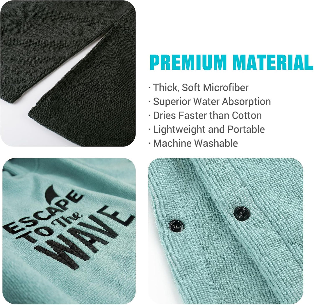 Vulken Bademantel mit Kapuze, Surfponcho für Umziehen Öffentlichkeit Frauen S/M Gross Petrol Teal, T