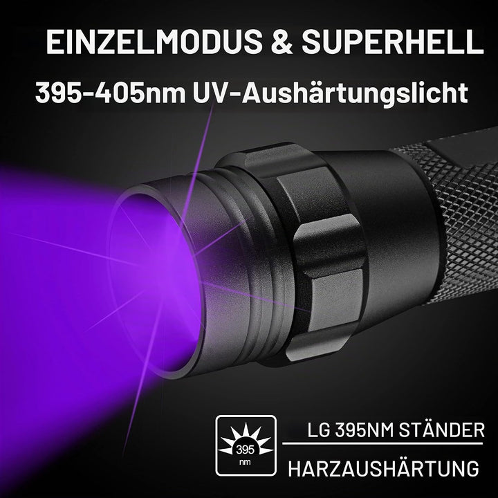 UltraFire UV Taschenlampe 395-405nm Schwarzlicht Zoombare Ultraviolett LED Taschenlampe mit Holster,
