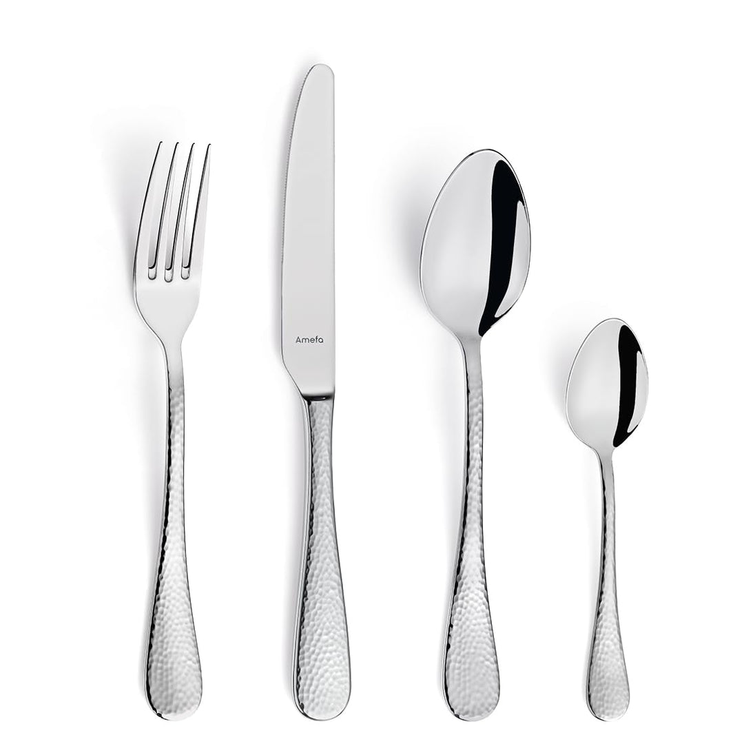 Amefa SIERRA Besteck Set 6 Personen | 24-teilig | Edelstahl 18/10 satiniert | gehämmerte Griffe | Es