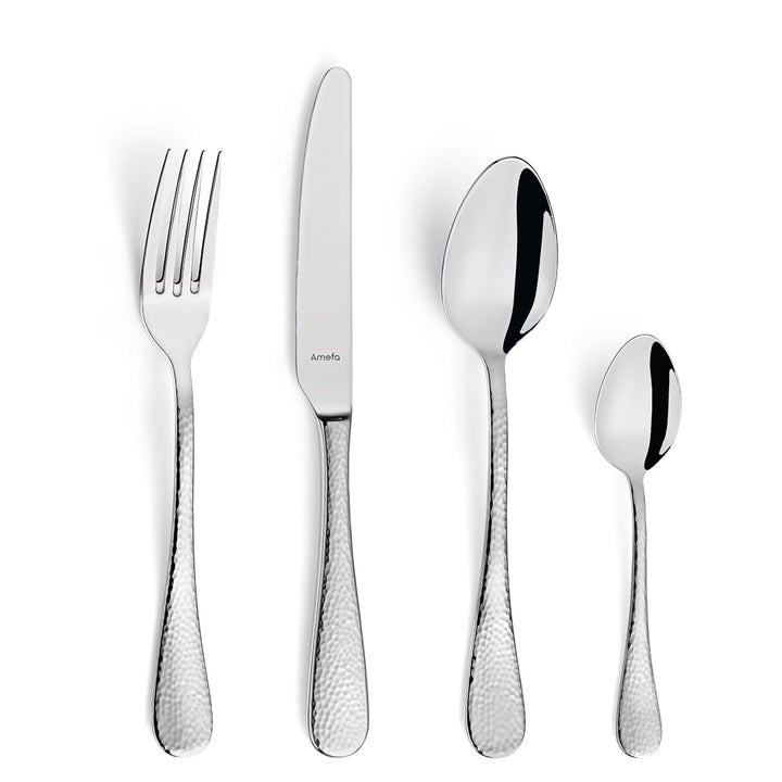 Amefa SIERRA Besteck Set 6 Personen | 24-teilig | Edelstahl 18/10 satiniert | gehämmerte Griffe | Es