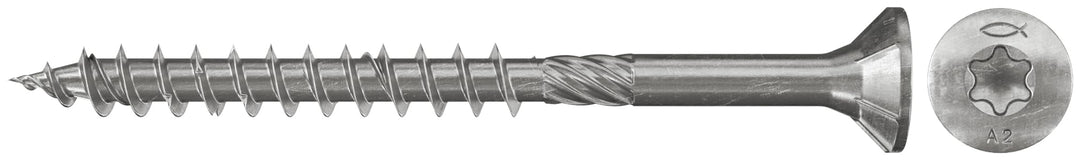 Fischer Power-Fast FPF-Wt 6, 0 x 60 A2P - Holzbauschrauben mit Teilgewinde und Tellerkopf, für den K