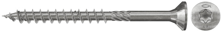 Fischer Power-Fast FPF-Wt 6, 0 x 60 A2P - Holzbauschrauben mit Teilgewinde und Tellerkopf, für den K