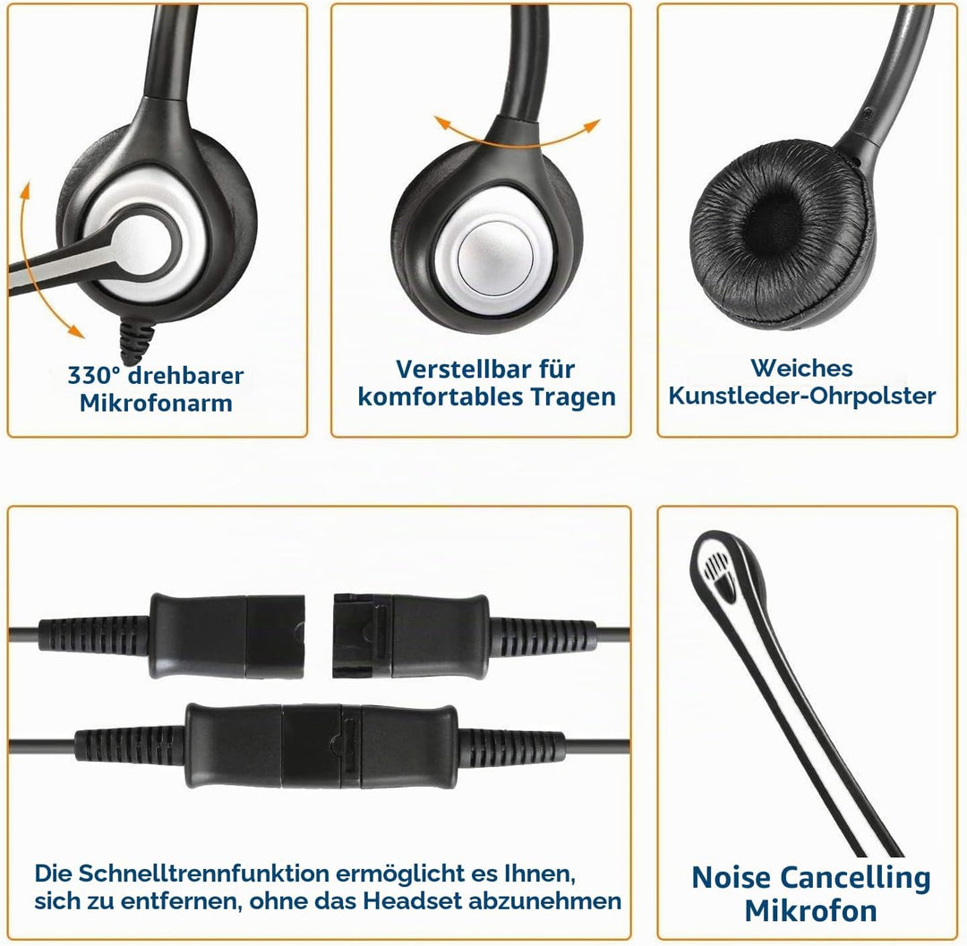 Wantek RJ9 Telefon Headset mit Mikrofon Noise Cancelling &amp; Quick Disconnect, Festnetztelefon Kopfhör