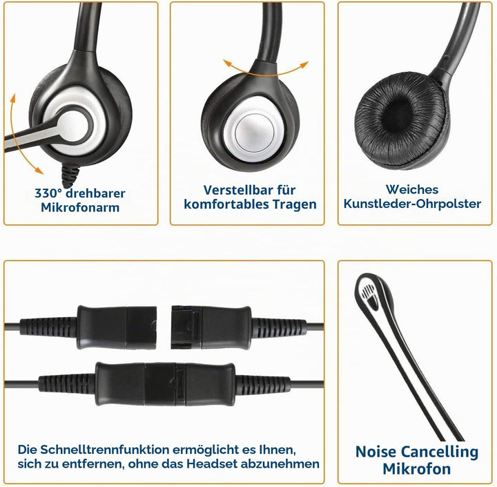 Wantek RJ9 Telefon Headset mit Mikrofon Noise Cancelling &amp; Quick Disconnect, Festnetztelefon Kopfhör