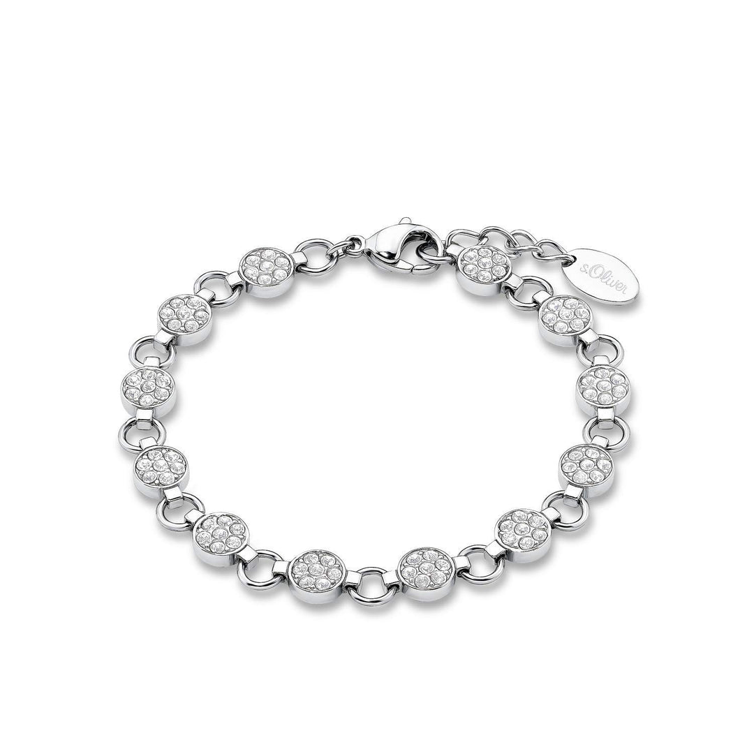 s.Oliver Armband Edelstahl Damen Armschmuck, mit Kristall, 18,5+3 cm, Silber, Kommt in Schmuck Gesch