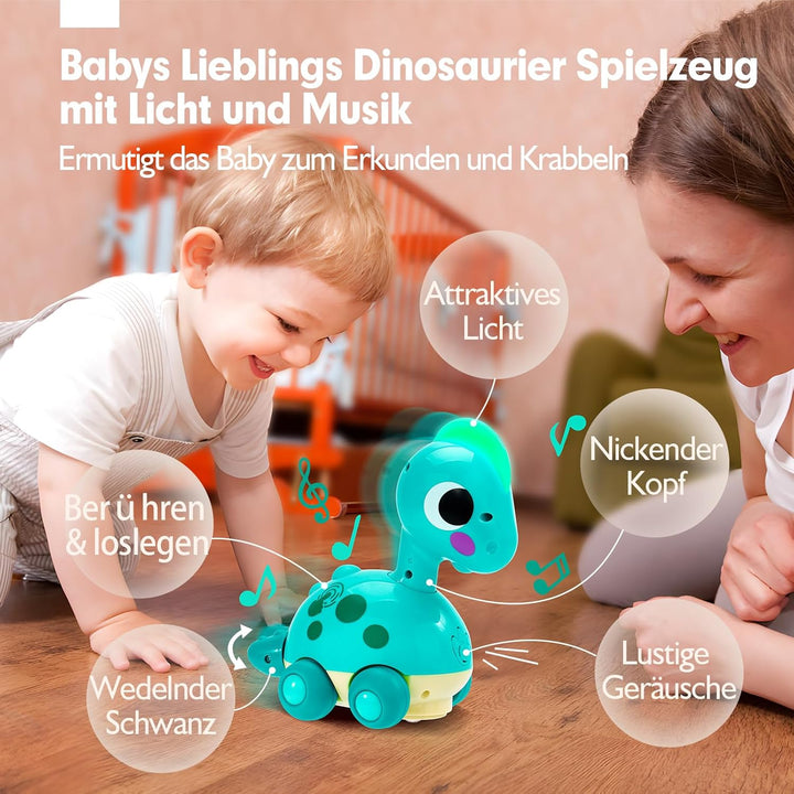 CubicFun Musik Baby Spielzeug Dinosaurier für 6-12-18 Monate, Kriechendes und Singendes Musikalische