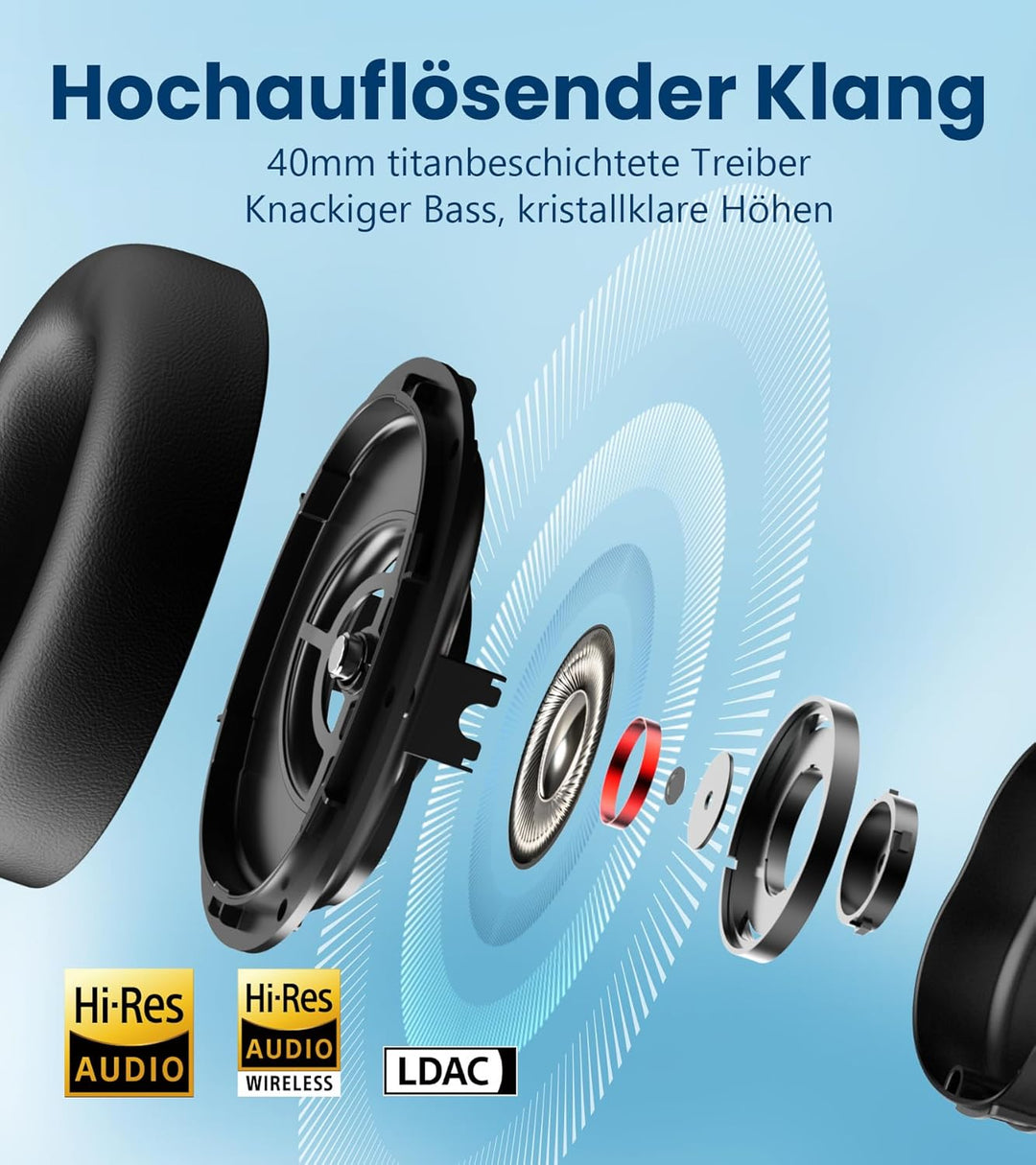 Edifier WH950NB Hybrid Active Noise Cancelling Kopfhörer -LDAC Codec mit Hi-Res Audio und Custom EQ
