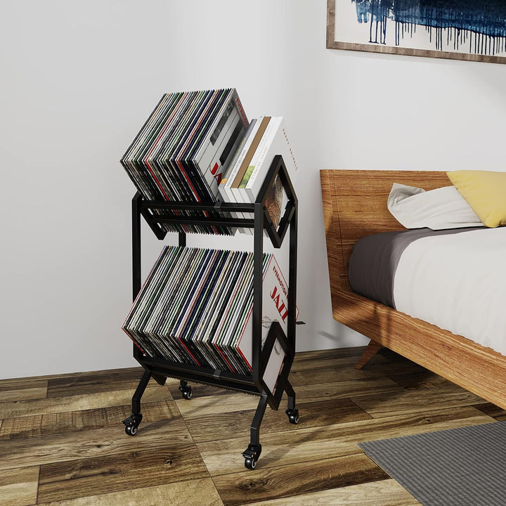 VEDECASA DJ Vinyl Record Speicherhalter Rack LP Storage Display Ständer mit Casters einfach zu versc