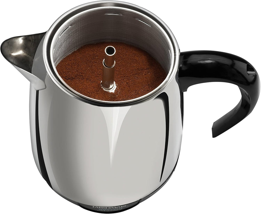 Farberware 8-Cup, Black Percolator, Stainless Steel, Perkolator für 8 Tassen, Edelstahl, FCP280, Sch