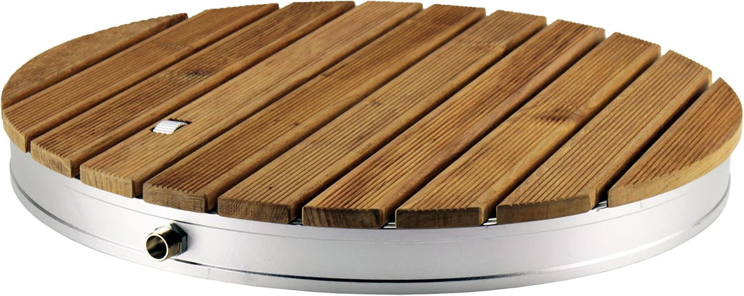 @tec Gartendusche Aussendusche aus massivem Teak-Holz, Mobile Bodendusche Campingdusche, Sauna- & Po