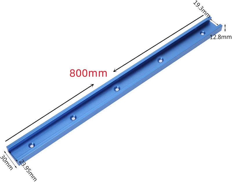 Fafeicy 800MM T-Nut Gehrungsschiene, blaue Aluminium T-Schienen Gehrungsschienenlehre Werkzeuge, für