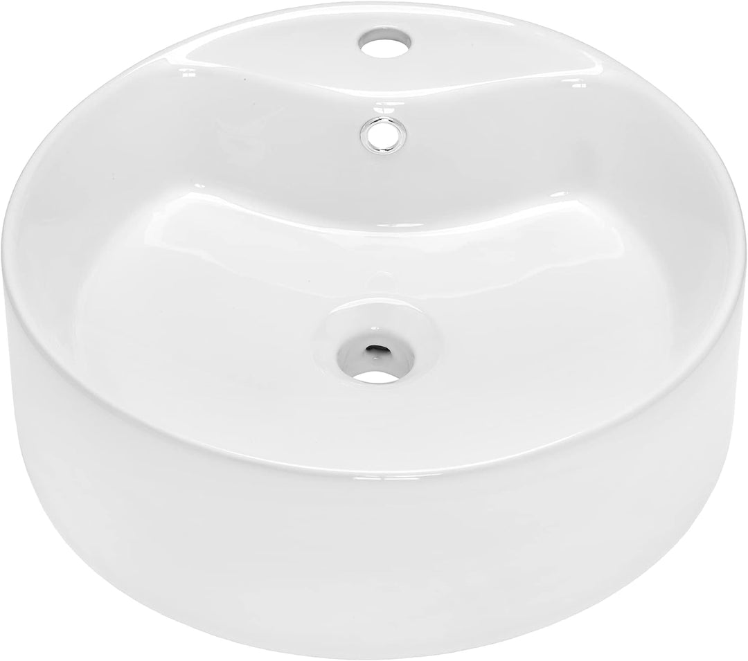 VBChome Waschbecken 41 cm Keramik Weiss Oval Pop-up ventil Click-Clack Waschtisch Handwaschbecken Au