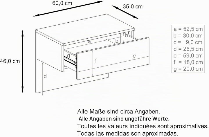 Vladon Nachttisch Sleep, Nachttischschrank mit Schublade zur Wandmontage, Schwarz matt/Avola-Anthraz
