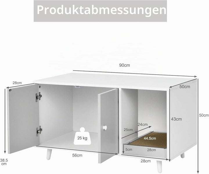 LIFEZEAL 2 in1 Katzenschrank mit Kratzbrett, Kaffeetisch mit Katzenhaus, Katzenhaus mit 2 Türen und