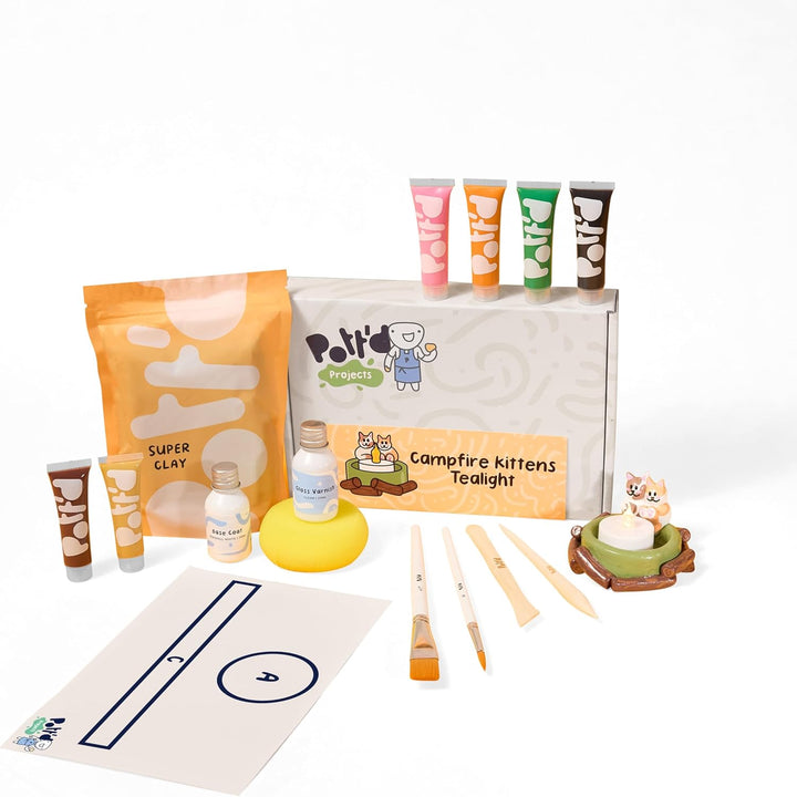 Pott'd Mini-Töpfer-Sets | Lufttrocknendes Töpferset für Erwachsene | Mit Farben, Töpferwerkzeugen un