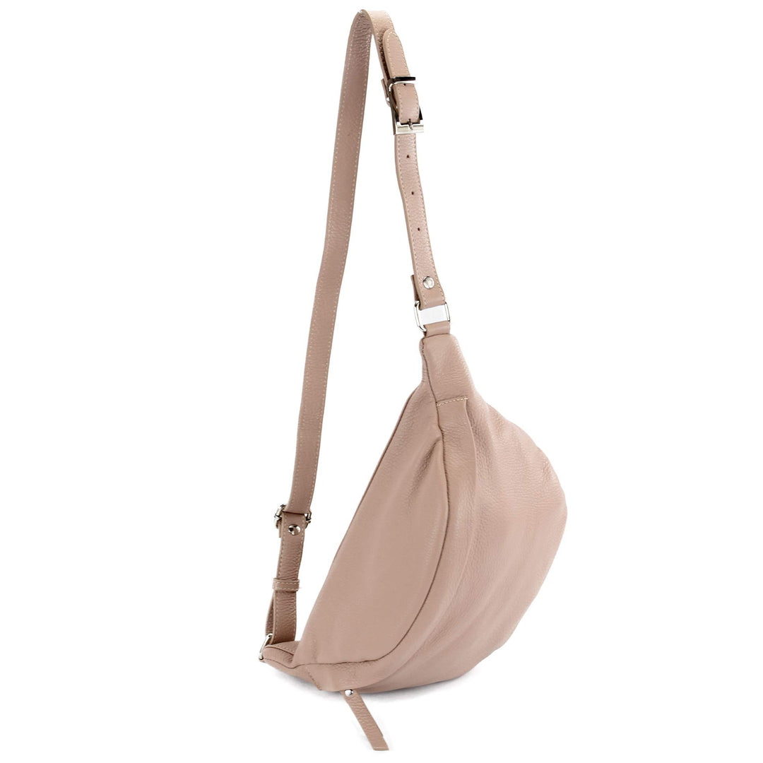modamoda de - T77 - ital. Hüfttasche Bauchtasche Brusttasche Large aus weichem Leder, Farbe:Rosabeig