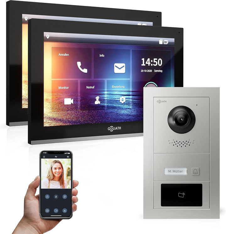 Goliath Hybrid | IP | Full-HD Video Türsprechanlage | App | 1-Fam | 2 x Full-Touchscreen 10" | Alumi
