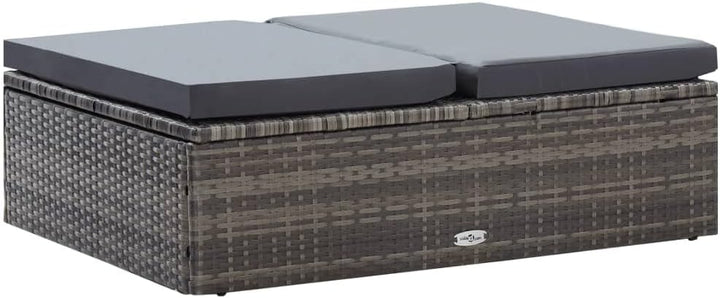 vidaXL Gartenmöbel 2-TLG. mit Auflagen Speicherfunktion Sitzgruppe Lounge Sofa Hocker Gartensofa Gar